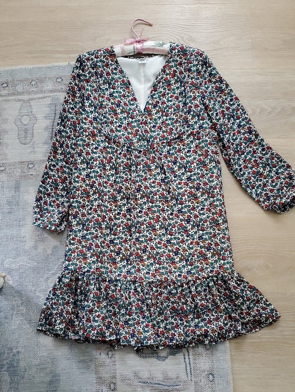 J. Crew Floral V-neck Ruffle Hem Fiery Sunset Floral Dress SzXXS